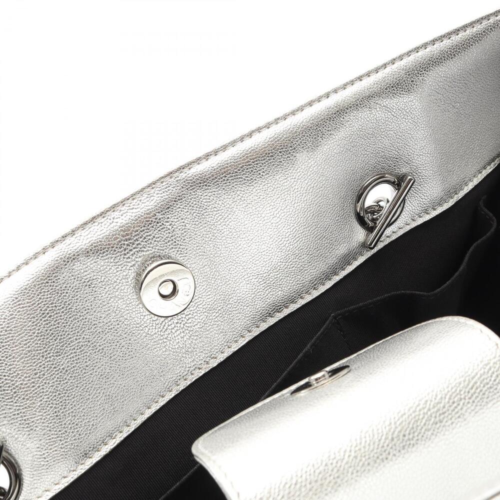 Chanel Boy Tote Bag Leather Silver Black - Picture 7 of 8